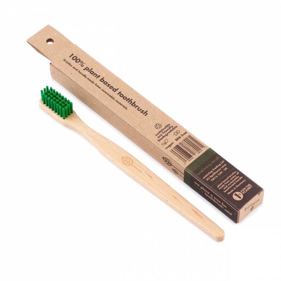 100 PlantBased Beech Wood Toothbrush Made in Germany boobalou.co.uk